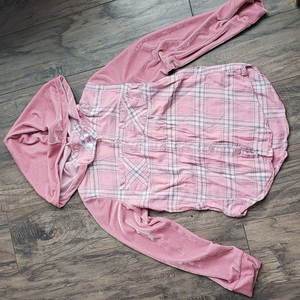Justice Valour-sleeved Pink Plaid